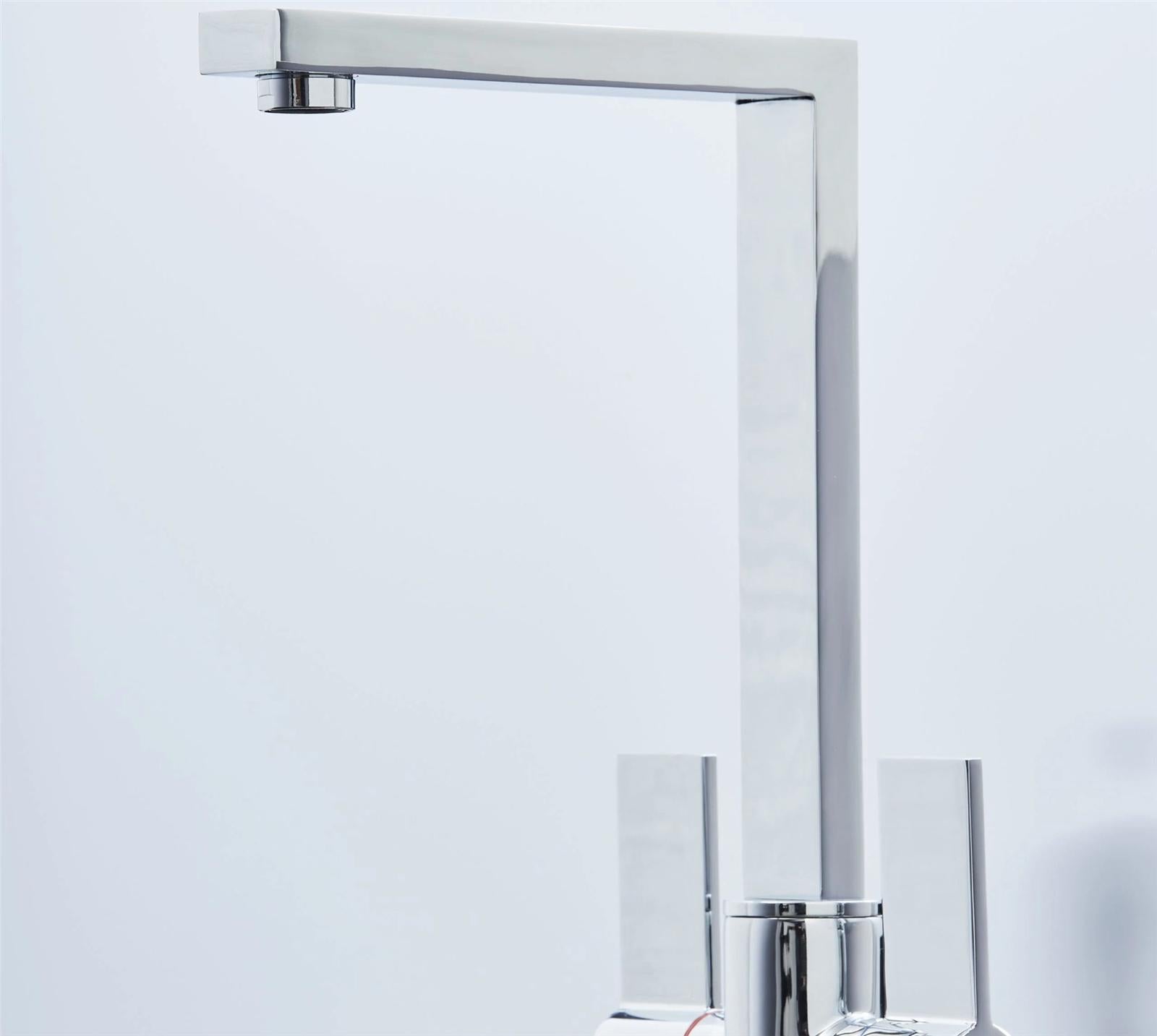 Liquida W17CH Twin Lever 360 Degree Swivel Spout Chrome Kitchen Mixer Tap