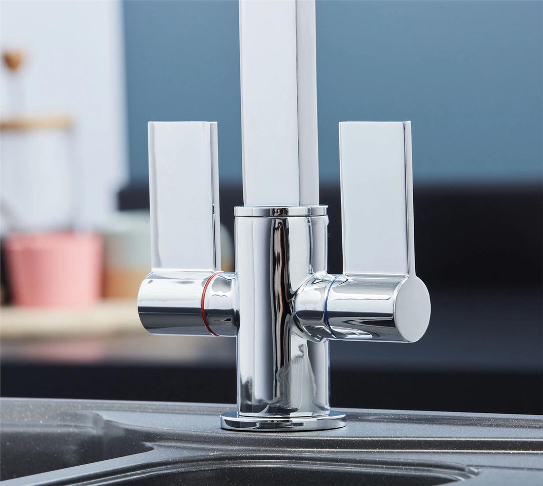 Liquida W17CH Twin Lever 360 Degree Swivel Spout Chrome Kitchen Mixer Tap