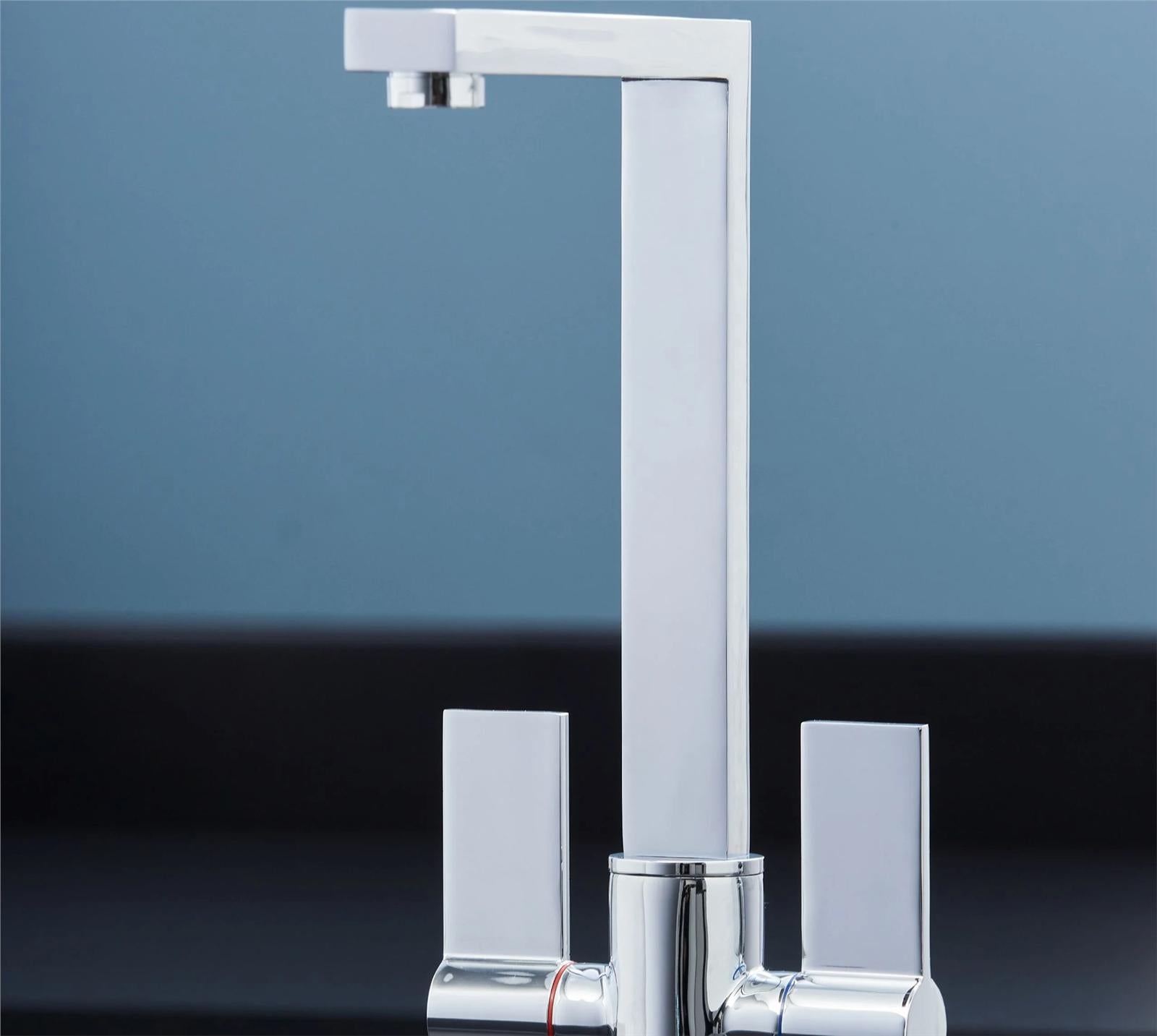 Liquida W17CH Twin Lever 360 Degree Swivel Spout Chrome Kitchen Mixer Tap