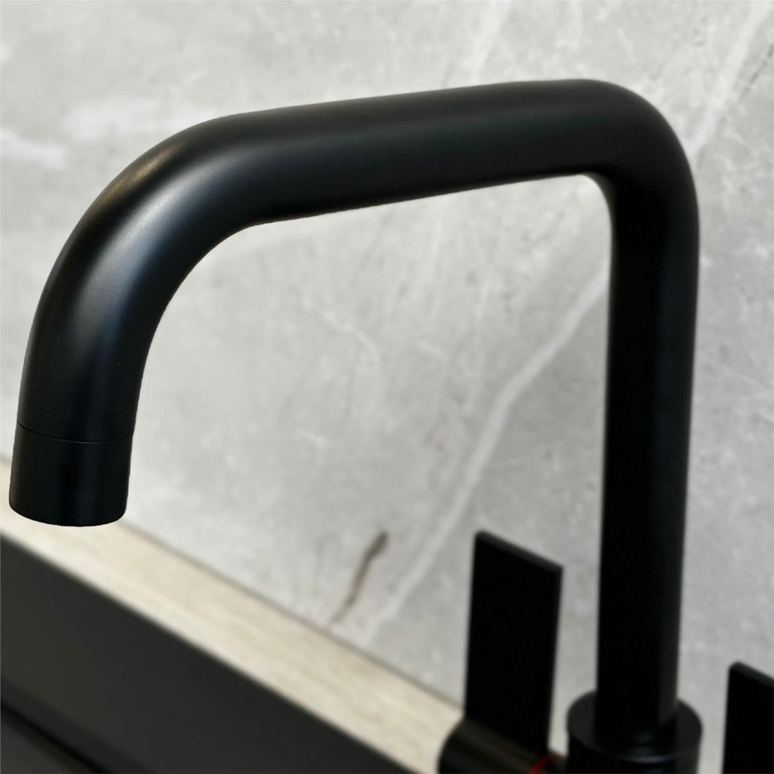 Liquida W18BL Black Twin Lever D Shape 360 Swivel Spout Kitchen Mixer Tap