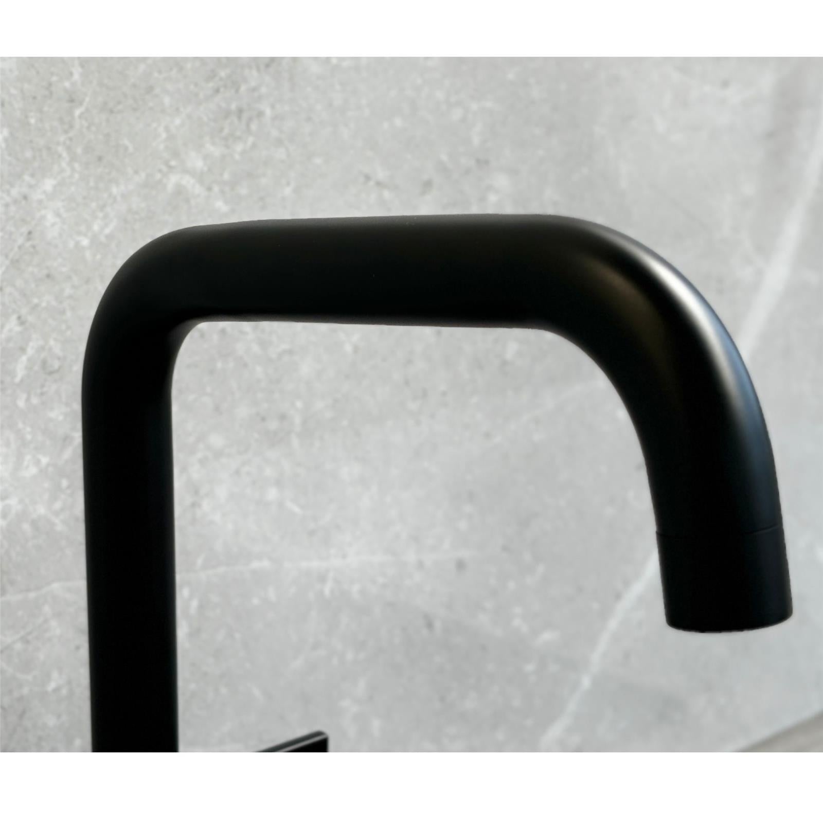 Liquida W18BL Black Twin Lever D Shape 360 Swivel Spout Kitchen Mixer Tap