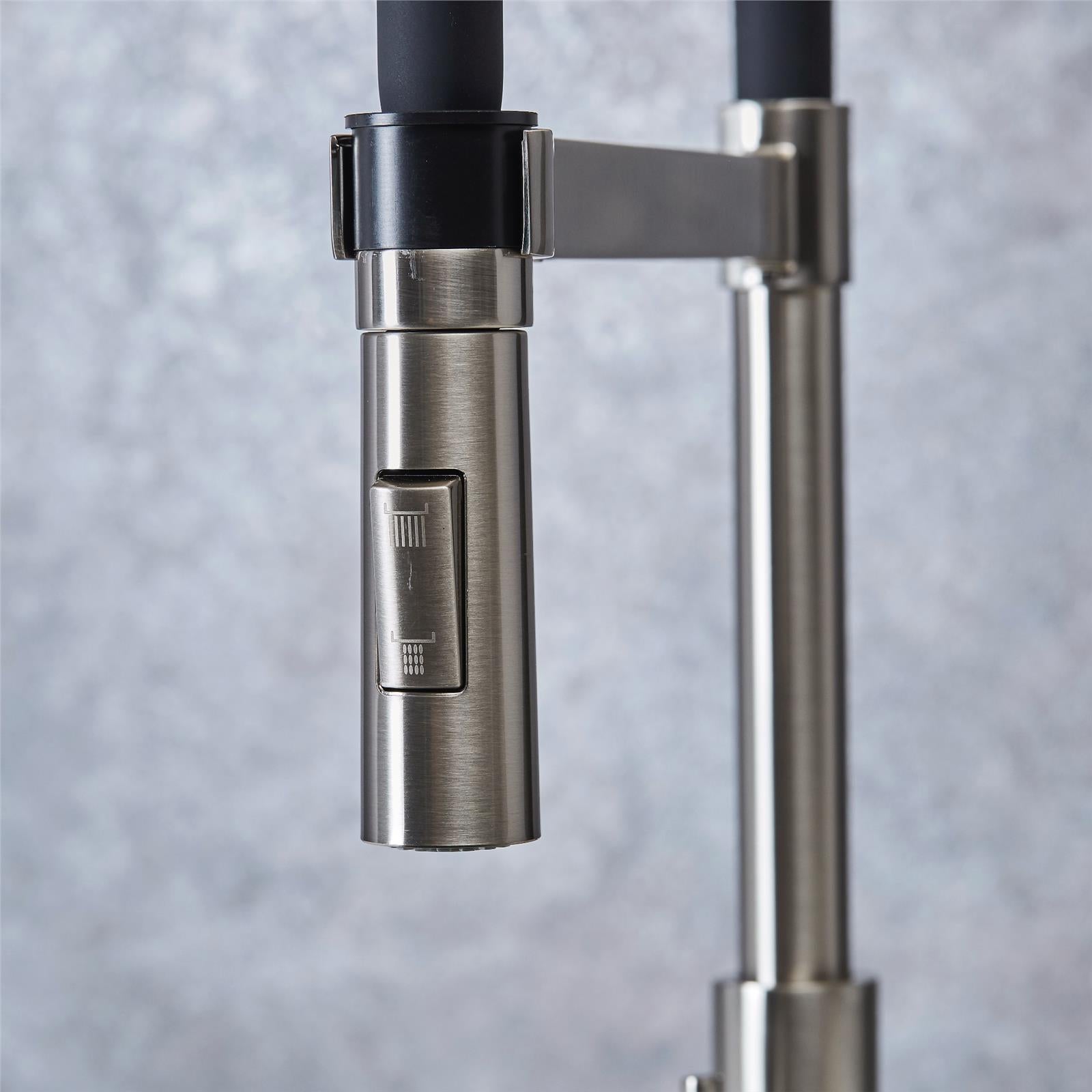 Liquida W24BN S shape Swan Neck 360 Degree Swivel Brushed Nickel Kitchen Tap