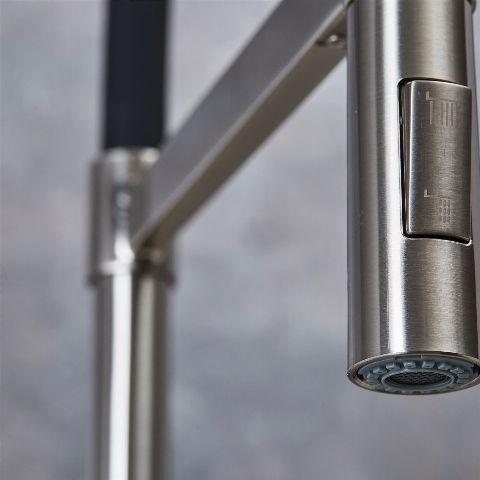 Liquida W24BN S shape Swan Neck 360 Degree Swivel Brushed Nickel Kitchen Tap