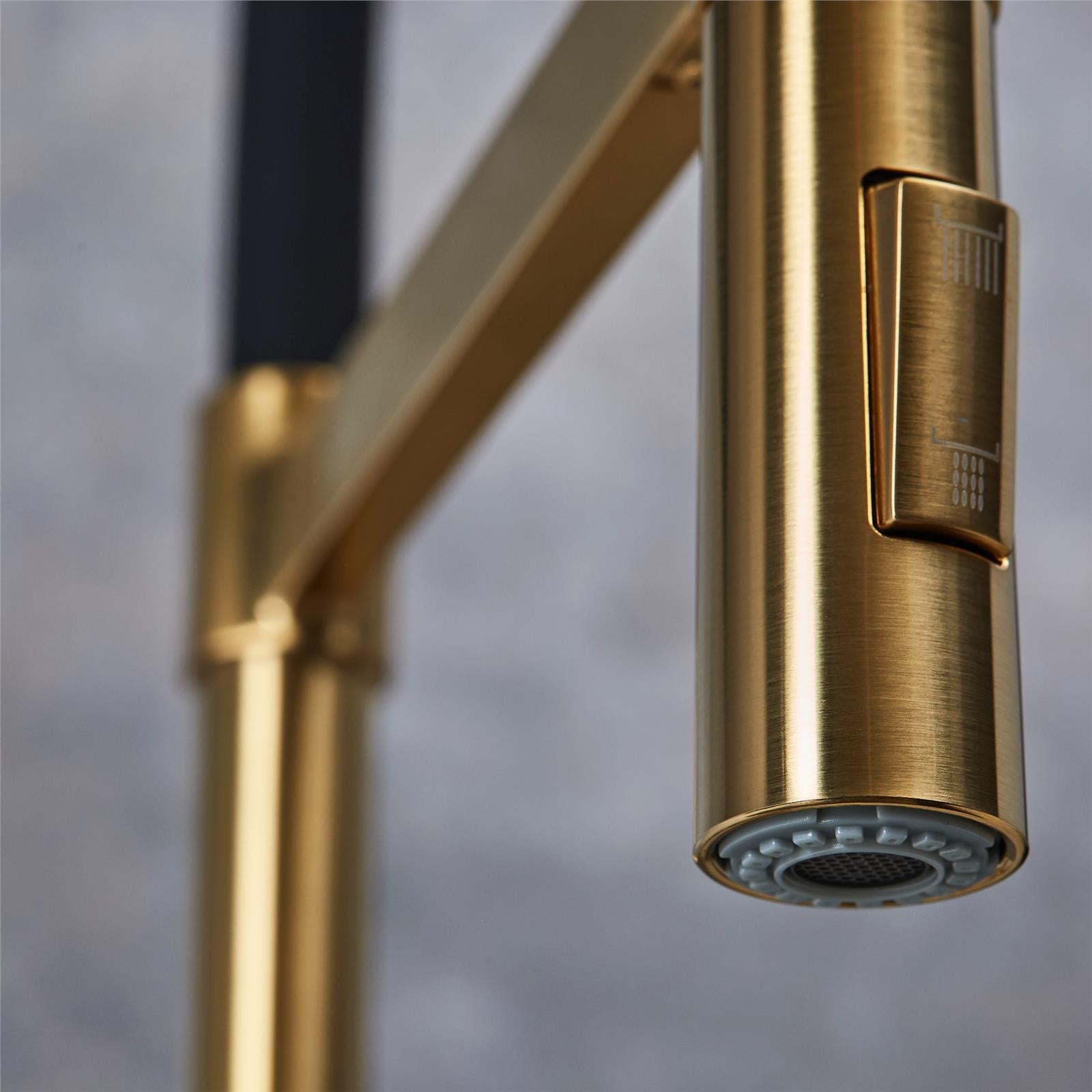 Liquida W24BR S shape Swan Neck 360 Degree Swivel Brushed Brass Kitchen Tap