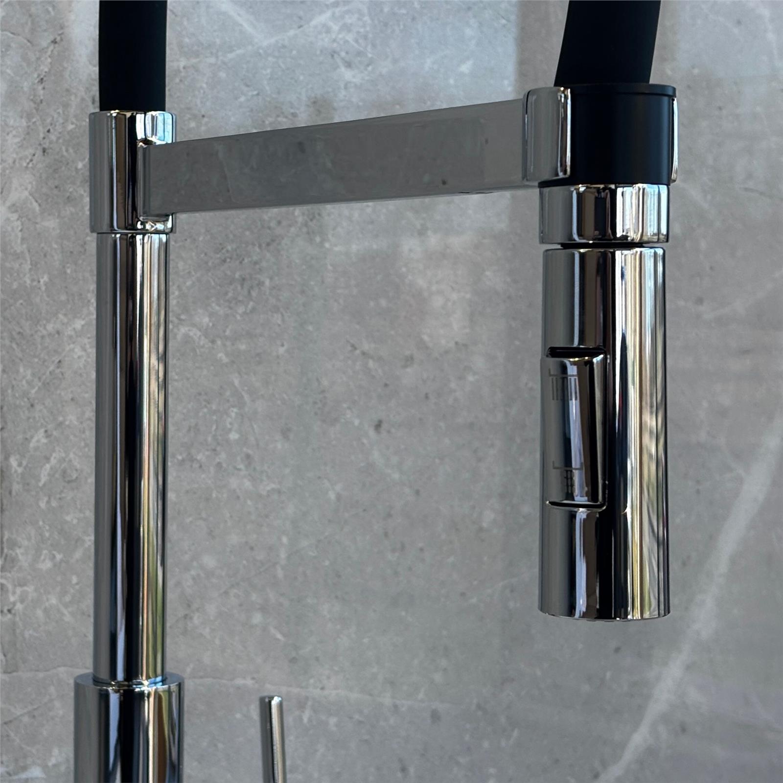 Liquida W24CH S shape Swan Neck 360 Degree Swivel Chrome Kitchen Tap