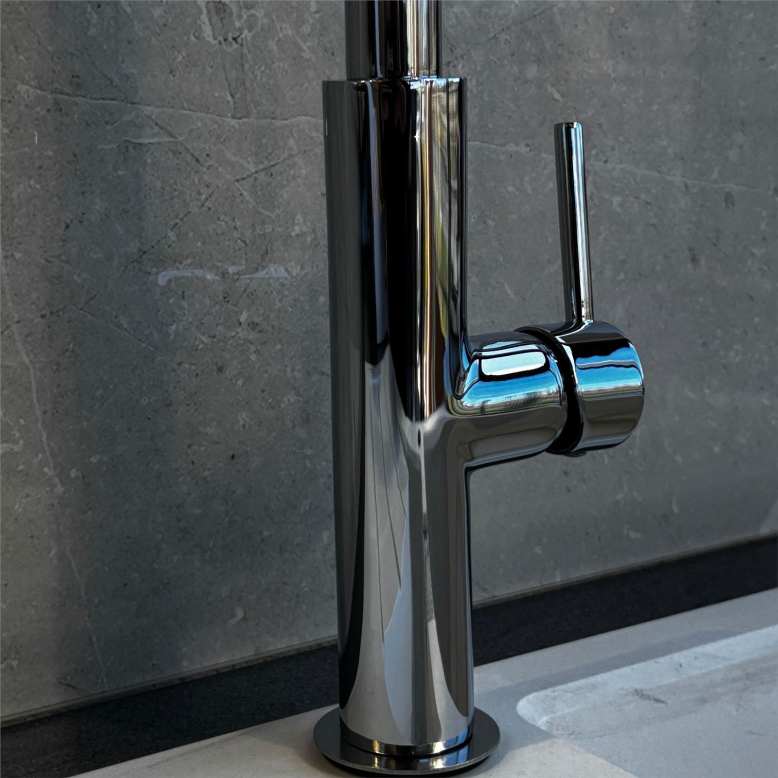 Liquida W24CH S shape Swan Neck 360 Degree Swivel Chrome Kitchen Tap