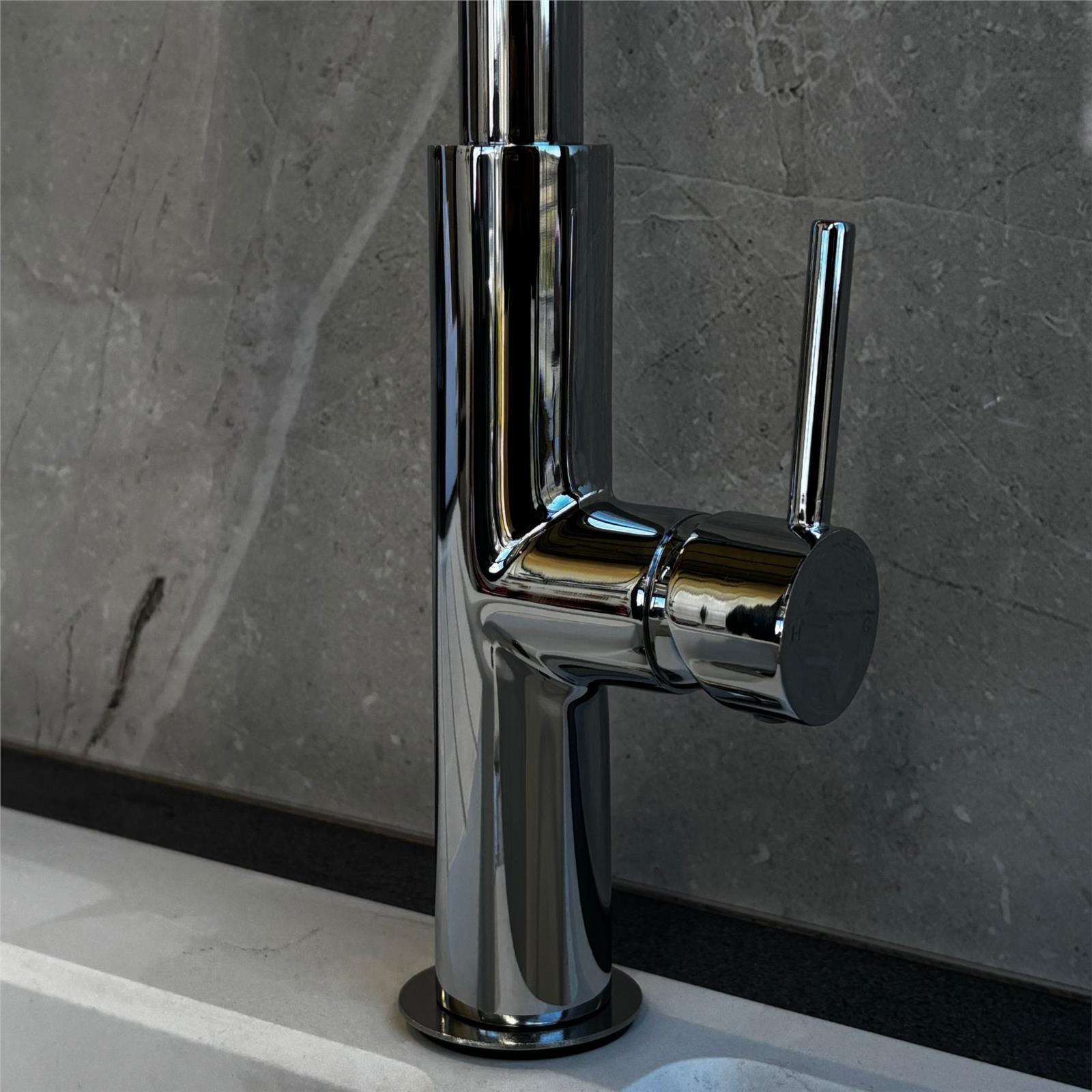 Liquida W24CH S shape Swan Neck 360 Degree Swivel Chrome Kitchen Tap