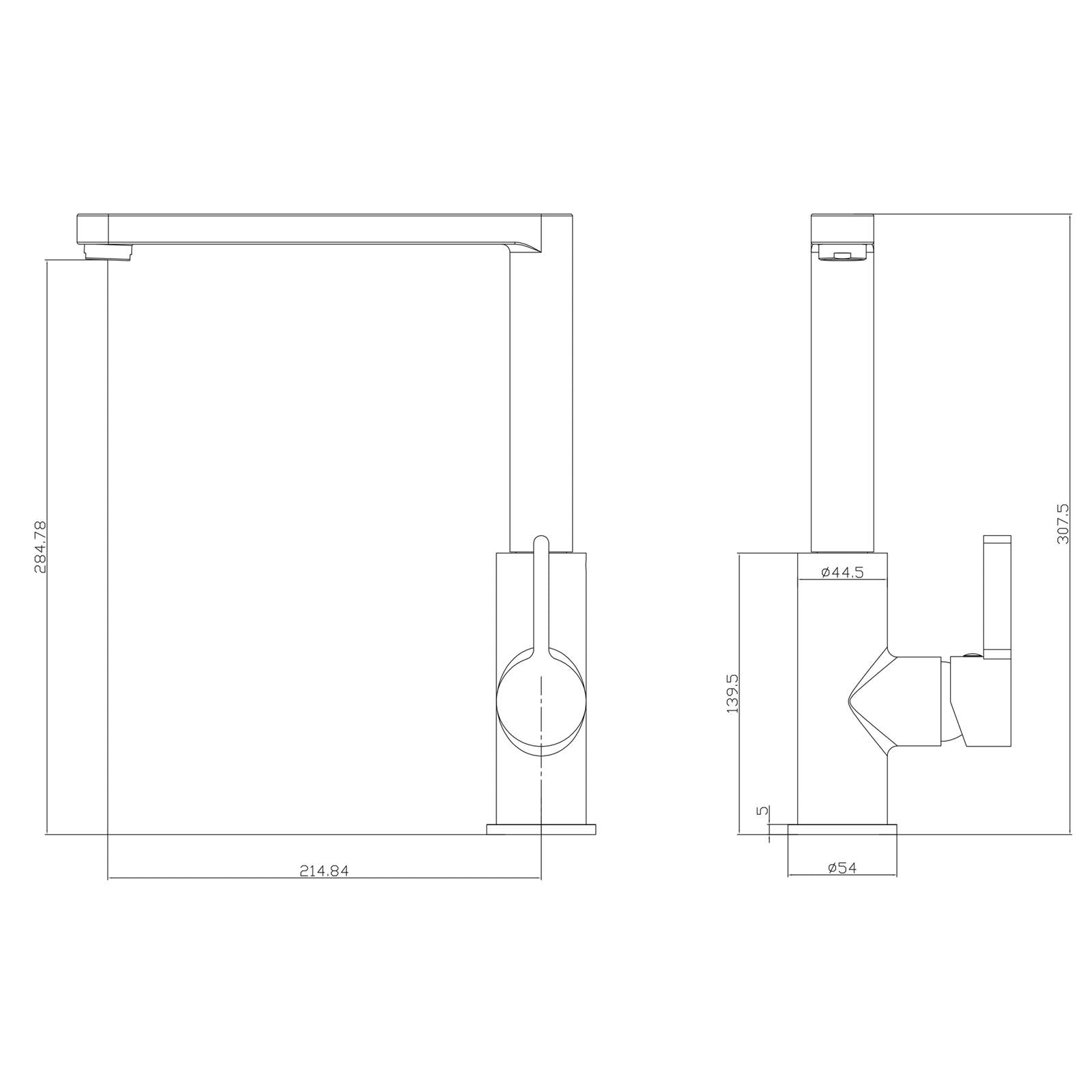 Liquida W25MB Matt Black 360 Degree Swivel Spout Matt Kitchen Mixer Tap