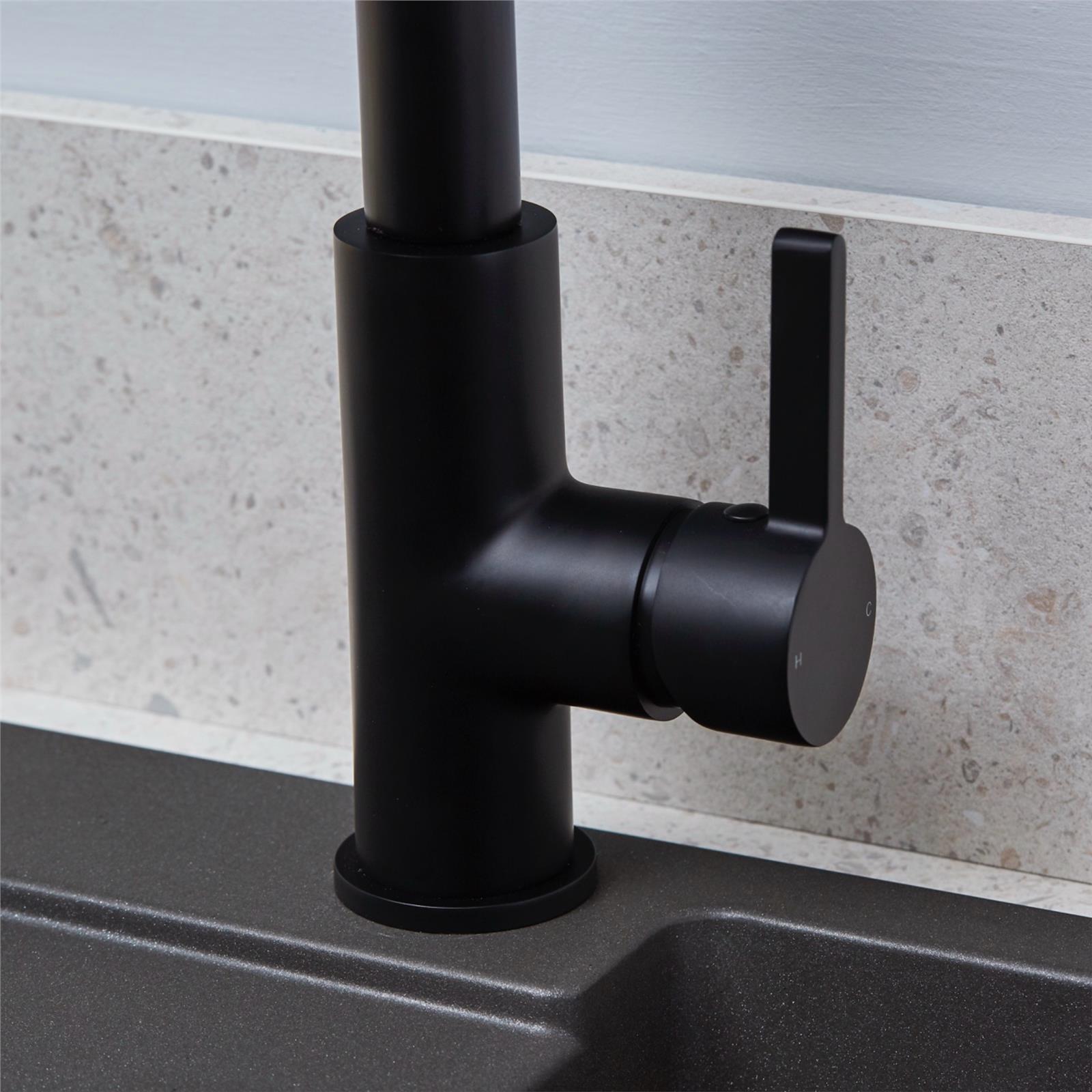 Liquida W25MB 360 Degree Swivel Spout Matt Black Kitchen Mixer Tap