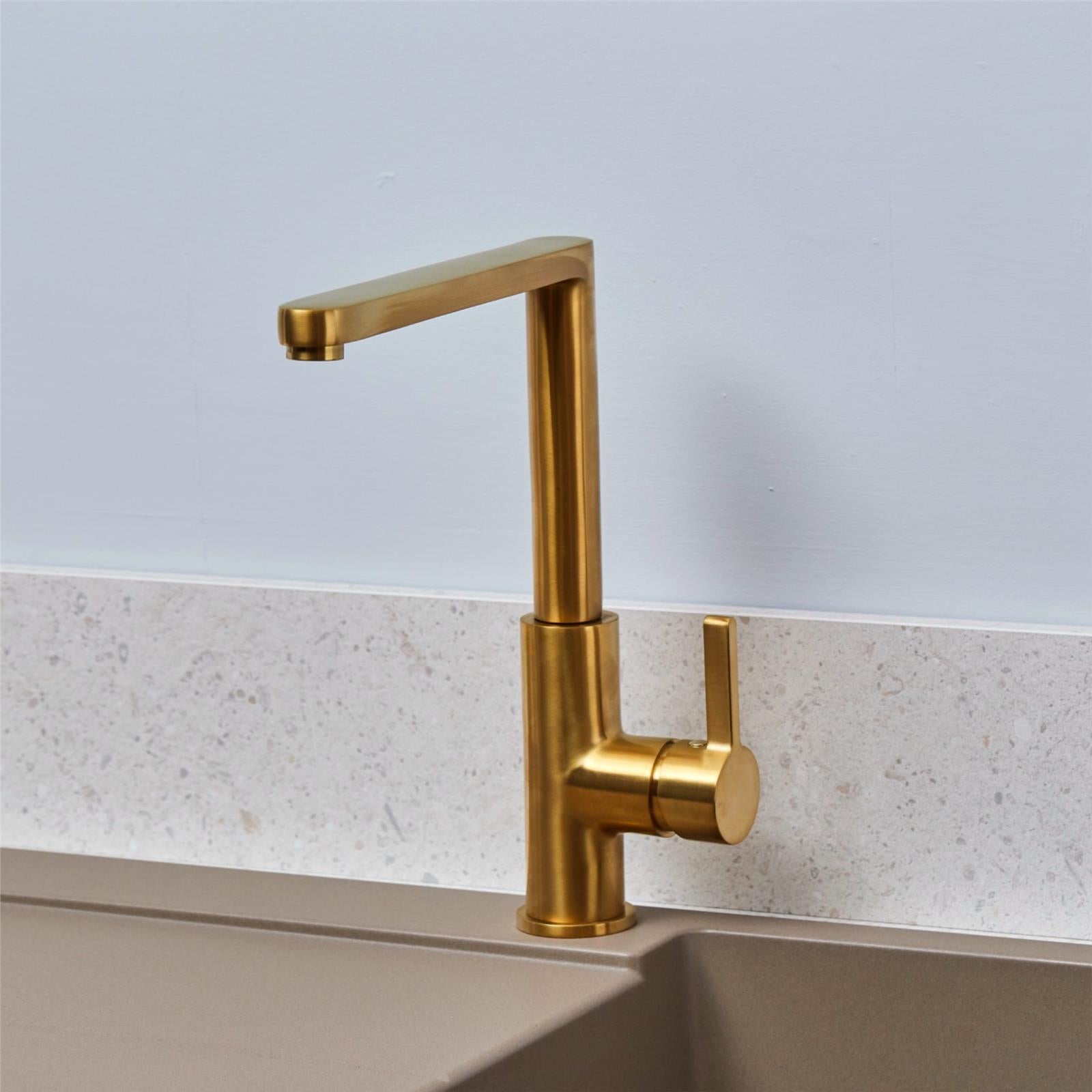 Liquida W25BR 360 Degree Swivel Spout Brushed Brass Kitchen Mixer Tap