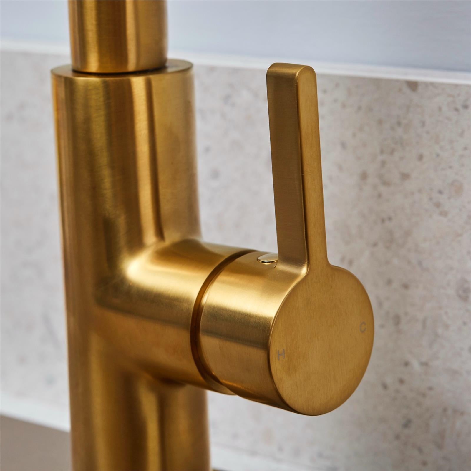 Liquida W25BR 360 Degree Swivel Spout Brushed Brass Kitchen Mixer Tap