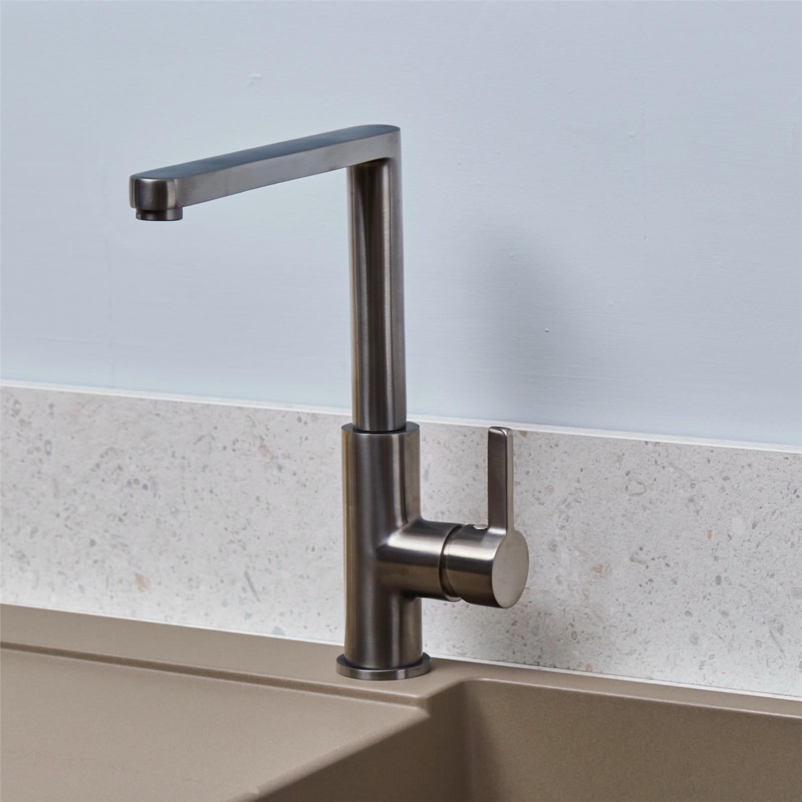 Liquida W25GM 360 Degree Swivel Spout Gun Metal Grey Kitchen Mixer Tap