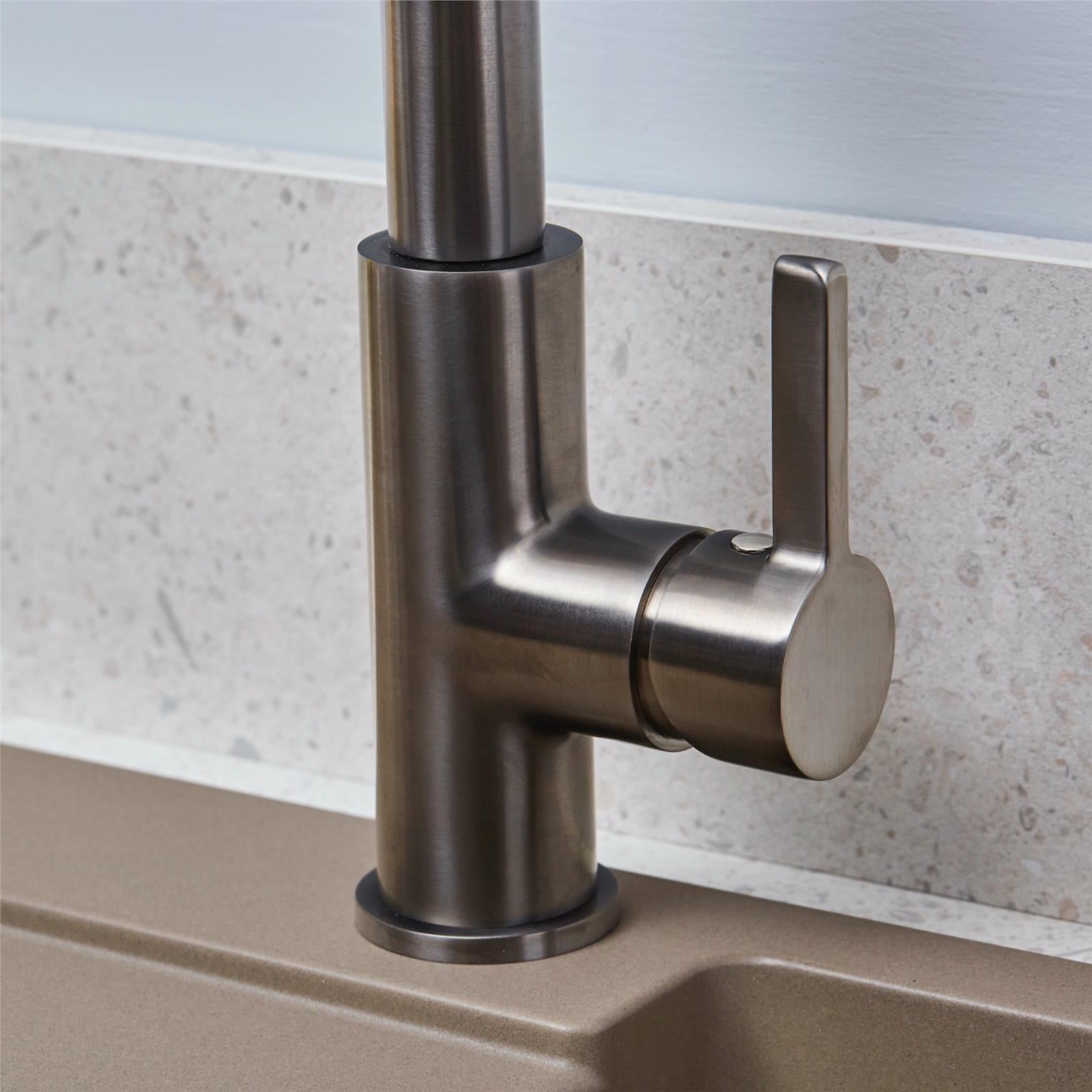 Liquida W25GM 360 Degree Swivel Spout Gun Metal Grey Kitchen Mixer Tap