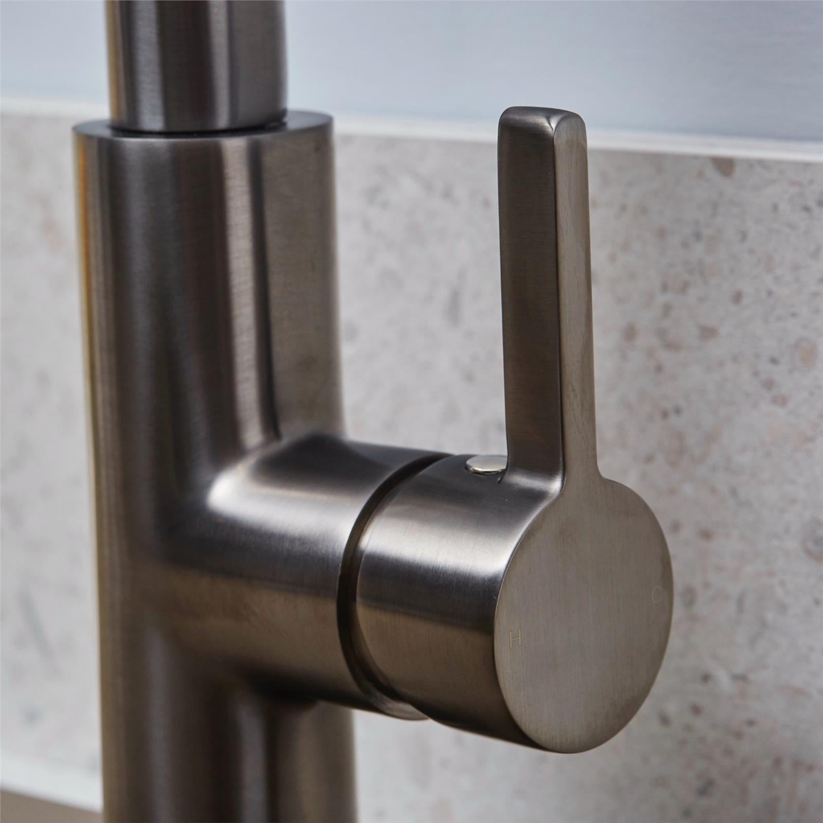 Liquida W25GM 360 Degree Swivel Spout Gun Metal Grey Kitchen Mixer Tap