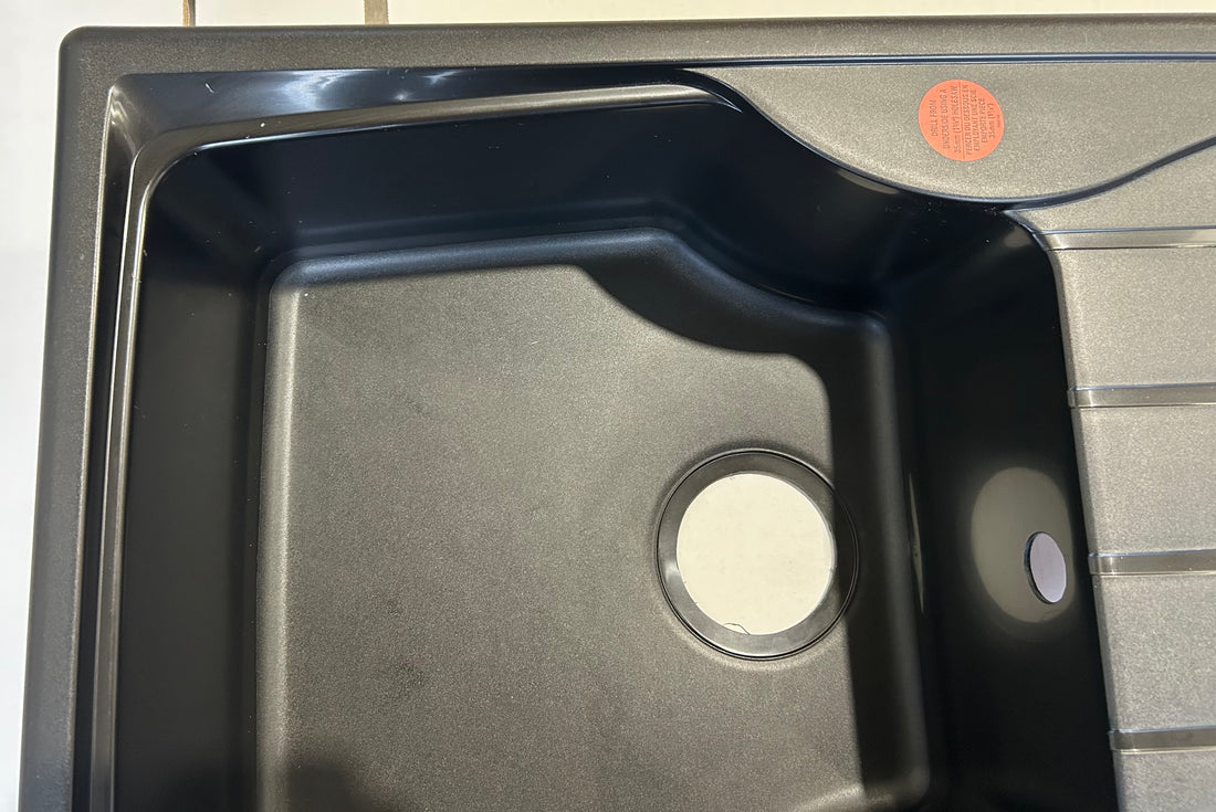 Liquida CMP10BL 1.0 Bowl Reversible Black Kitchen Sink And Waste Kit