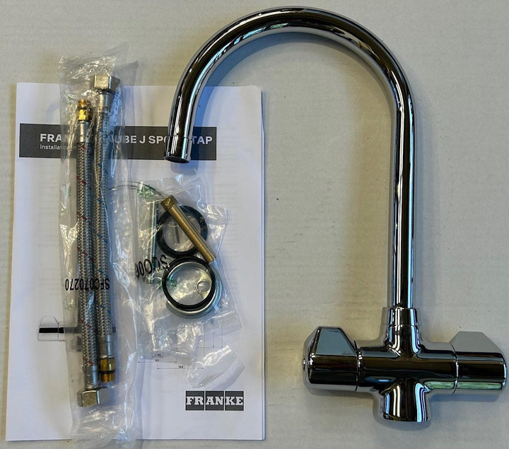 Franke Danube J Spout Traditional Twin Lever Chrome Kitchen Mixer Tap - GRADED