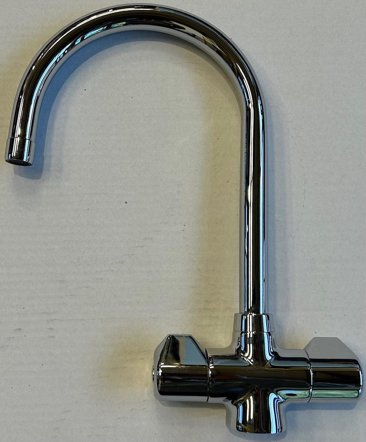Franke Danube J Spout Traditional Twin Lever Chrome Kitchen Mixer Tap - GRADED
