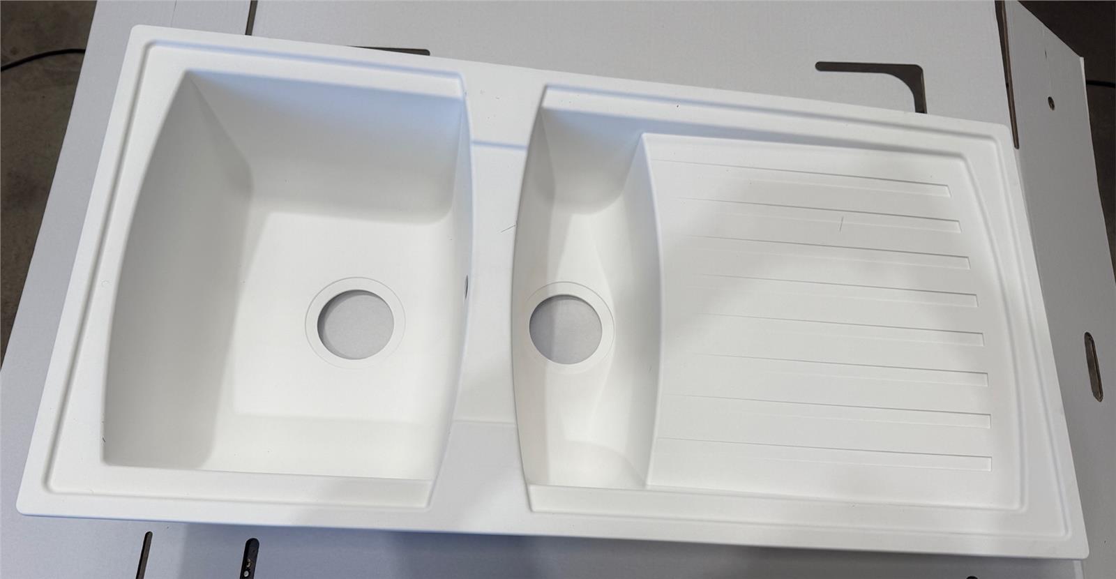 Liquida AR15WH 1.5 Bowl Composite Reversible White Kitchen Sink - GRADED
