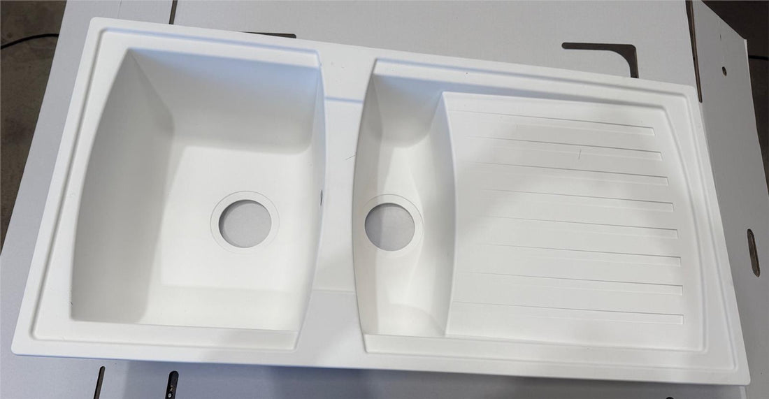Liquida AR15WH 1.5 Bowl Composite Reversible White Kitchen Sink - GRADED