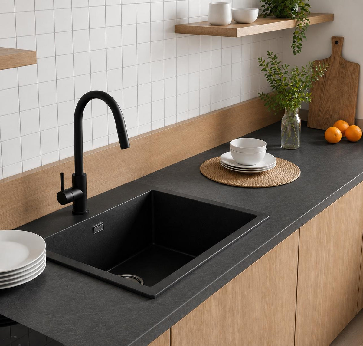 black kitchen sink