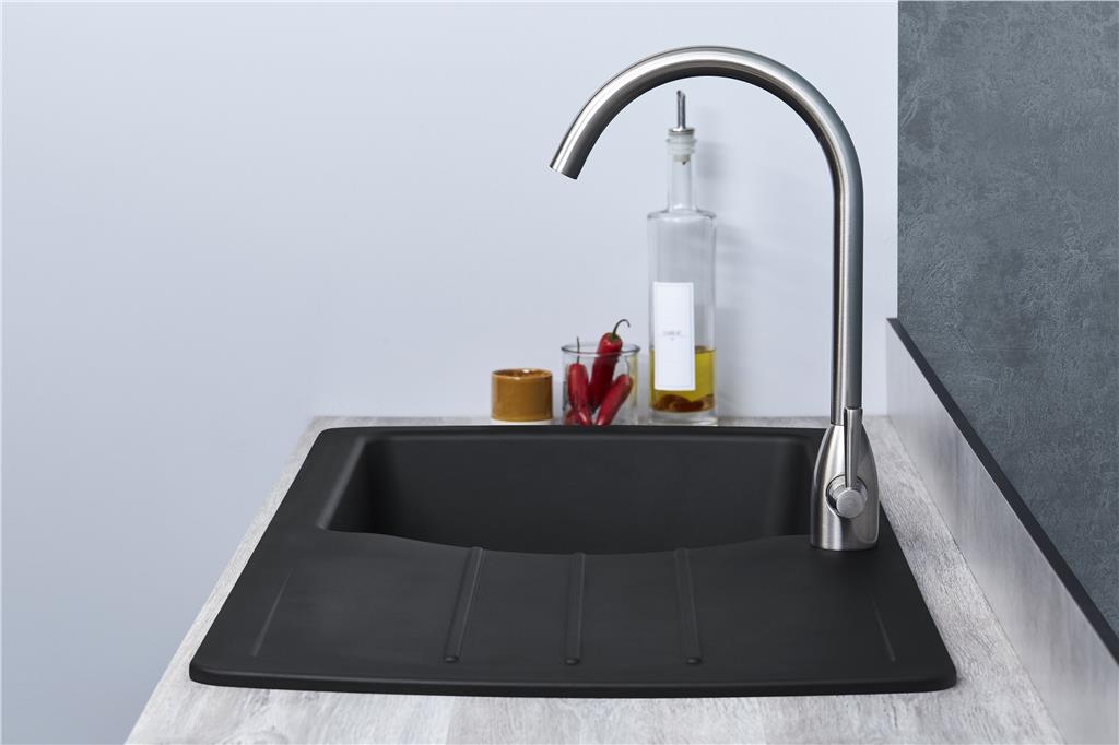 Liquida ZEN100BL 1.0 Bowl Composite Reversible Black Kitchen Sink And Waste Kit