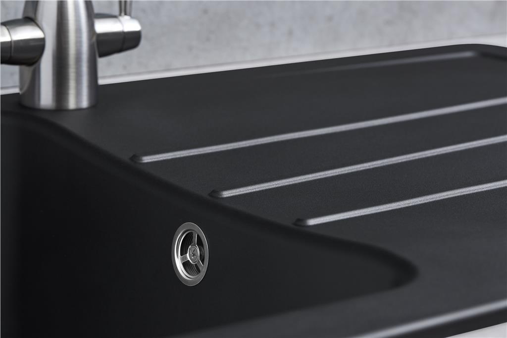 Liquida ZEN100BL 1.0 Bowl Composite Reversible Black Kitchen Sink And Waste Kit