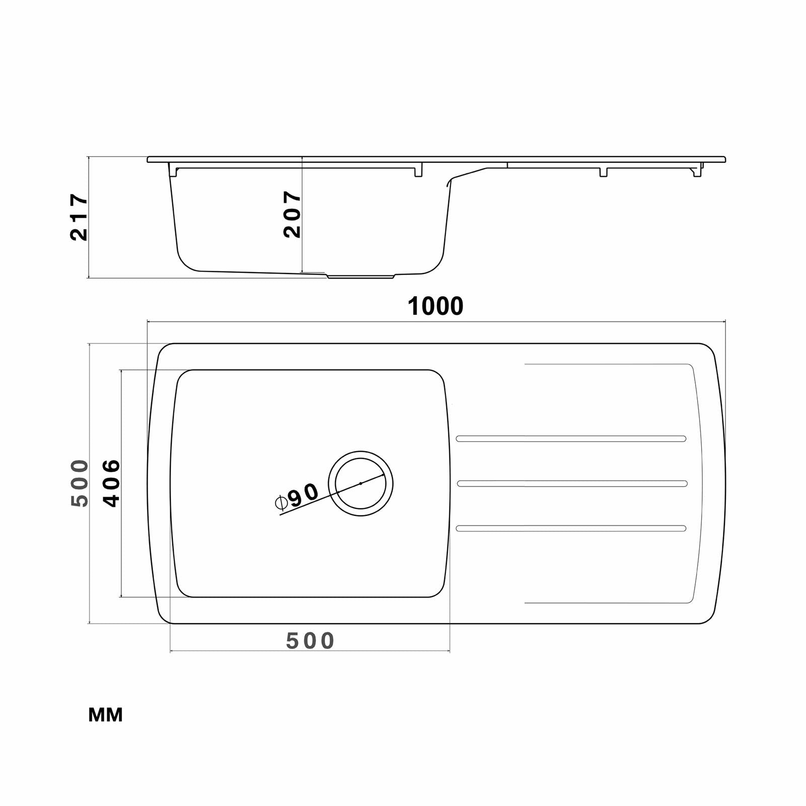 Liquida ZEN150BL 1.5 Bowl Composite Reversible Black Kitchen Sink And Waste Kit