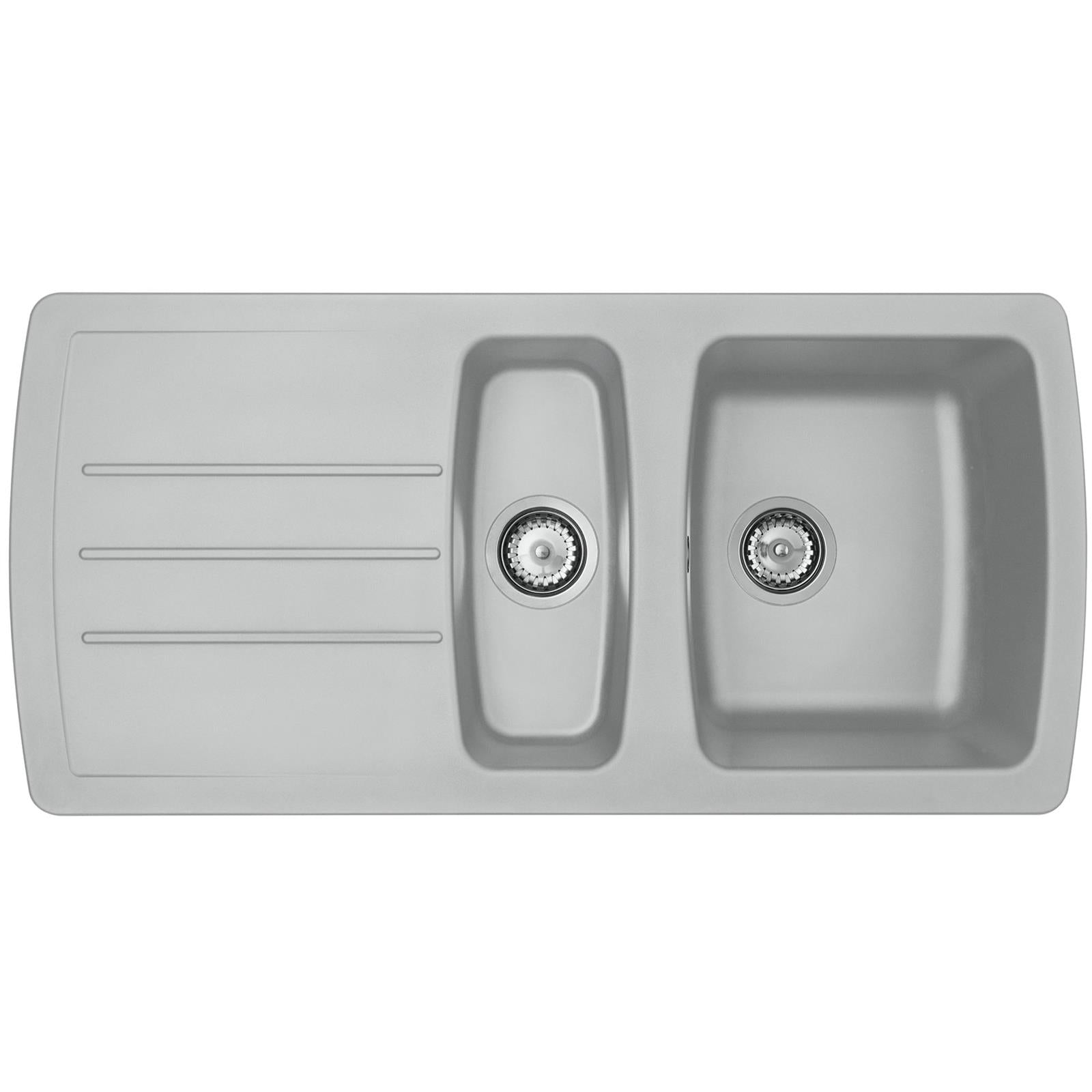 Liquida ZEN150CG 1.5 Bowl Reversible Grey Composite Kitchen Sink 1031x500mm