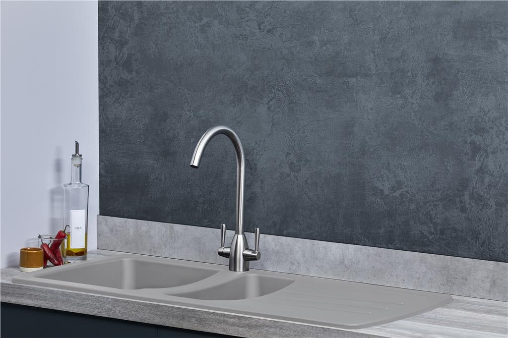 Liquida ZEN150CG 1.5 Bowl Reversible Grey Composite Kitchen Sink 1031x500mm