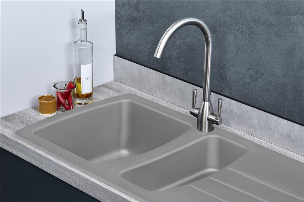 Liquida ZEN150CG 1.5 Bowl Reversible Grey Composite Kitchen Sink 1031x500mm