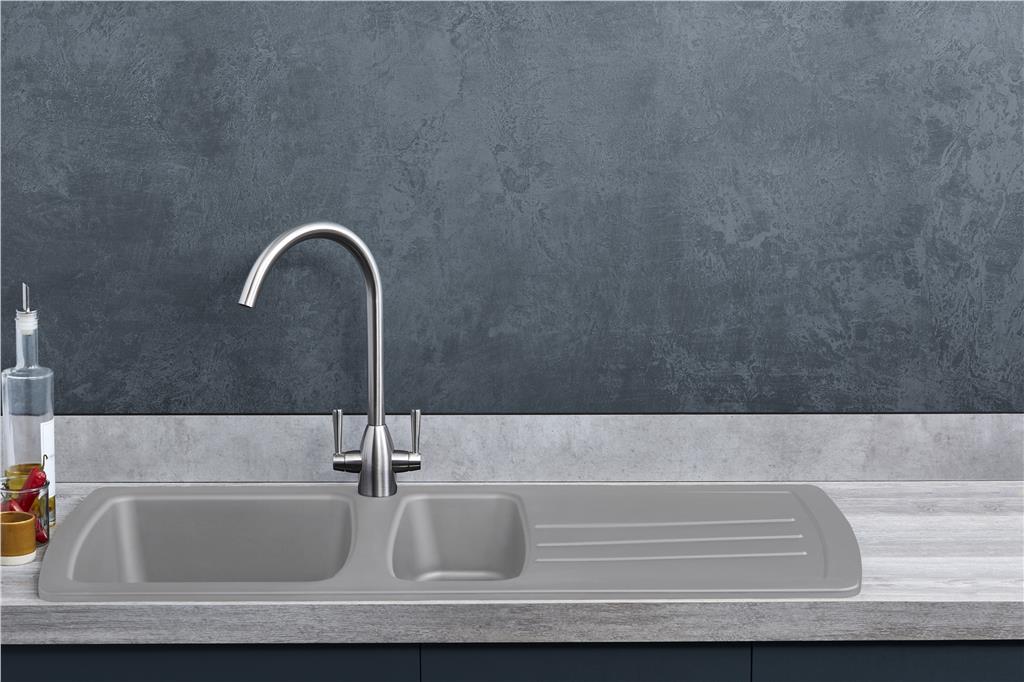 Liquida ZEN150CG 1.5 Bowl Reversible Grey Composite Kitchen Sink 1031x500mm