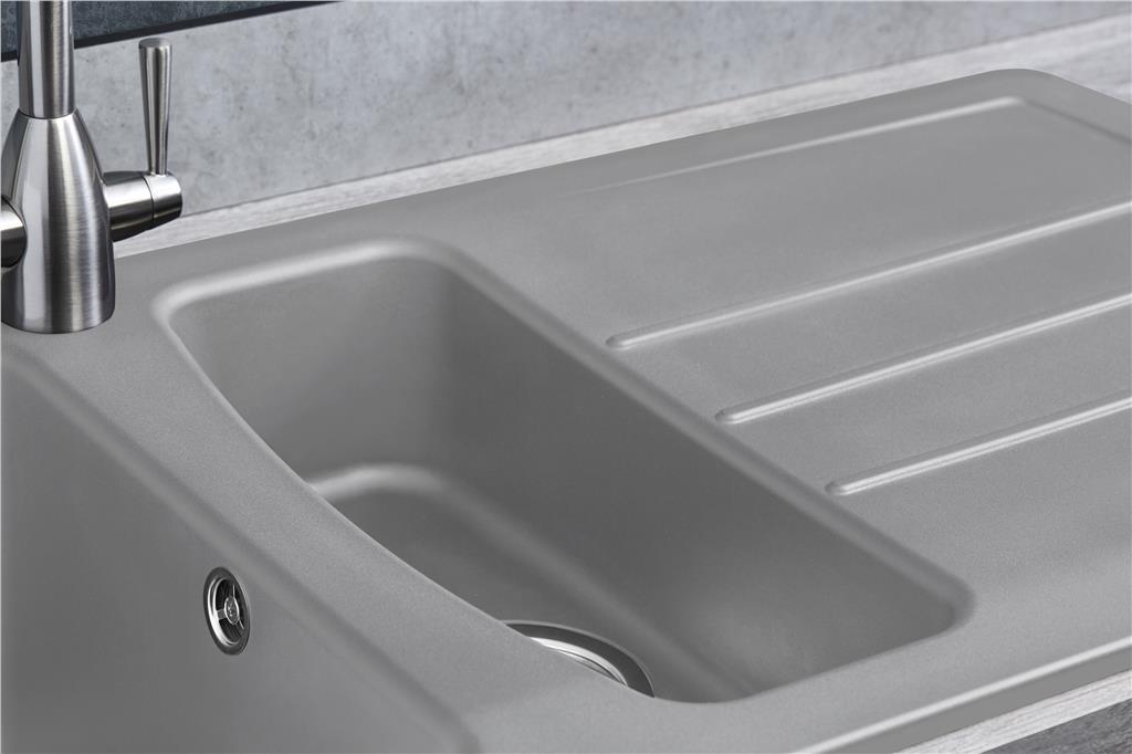 Liquida ZEN150CG 1.5 Bowl Reversible Grey Composite Kitchen Sink 1031x500mm