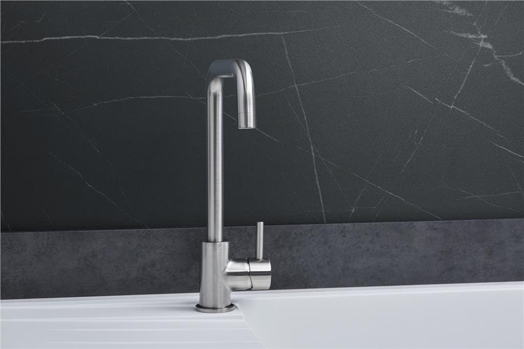 Liquida W10BN D-Shape Monobloc Single Lever Brushed Nickel Kitchen Mixer Tap