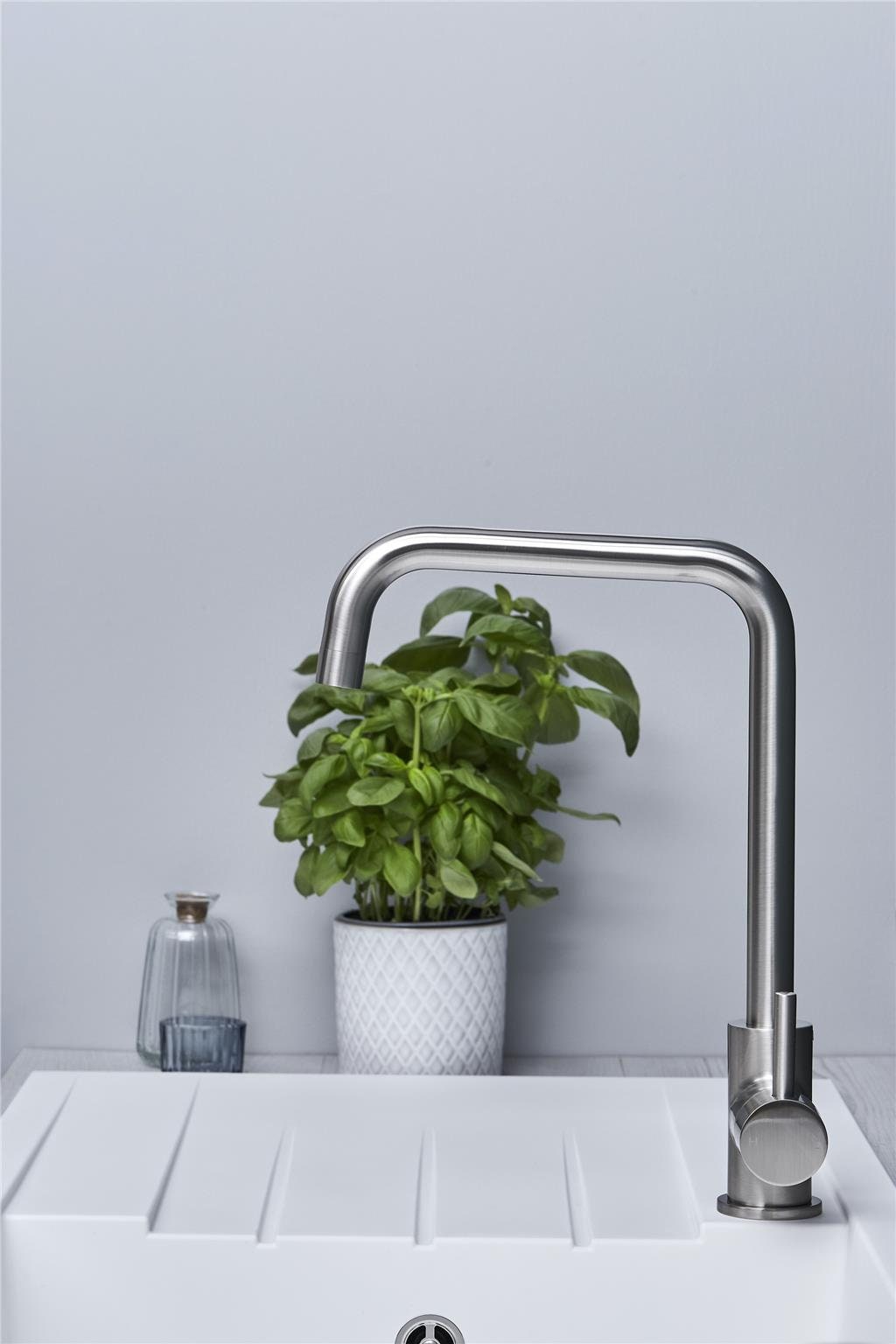 Liquida W10BN D-Shape Monobloc Single Lever Brushed Nickel Kitchen Mixer Tap
