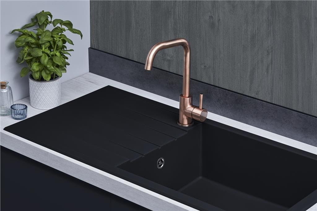 Liquida CU10BL 1.0 Bowl Black Composite Kitchen Sink Inset Reversible - GRADED