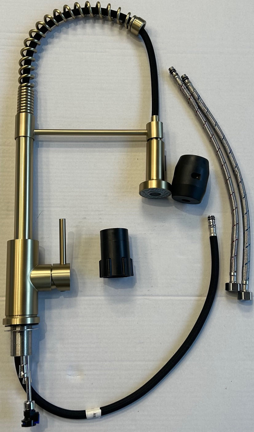 Liquida CT595BR Brass Spring Kitchen Tap with Pull Out Spray - GRADED