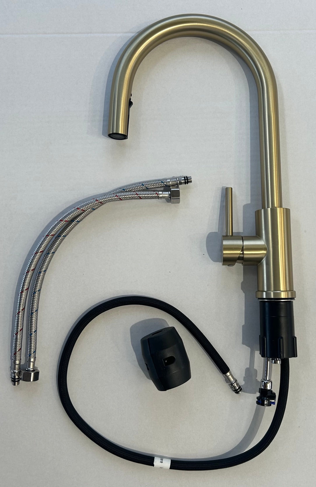 Liquida EPO11BR Brushed Brass Swan Neck Pull Out Kitchen Mixer Tap - GRADED