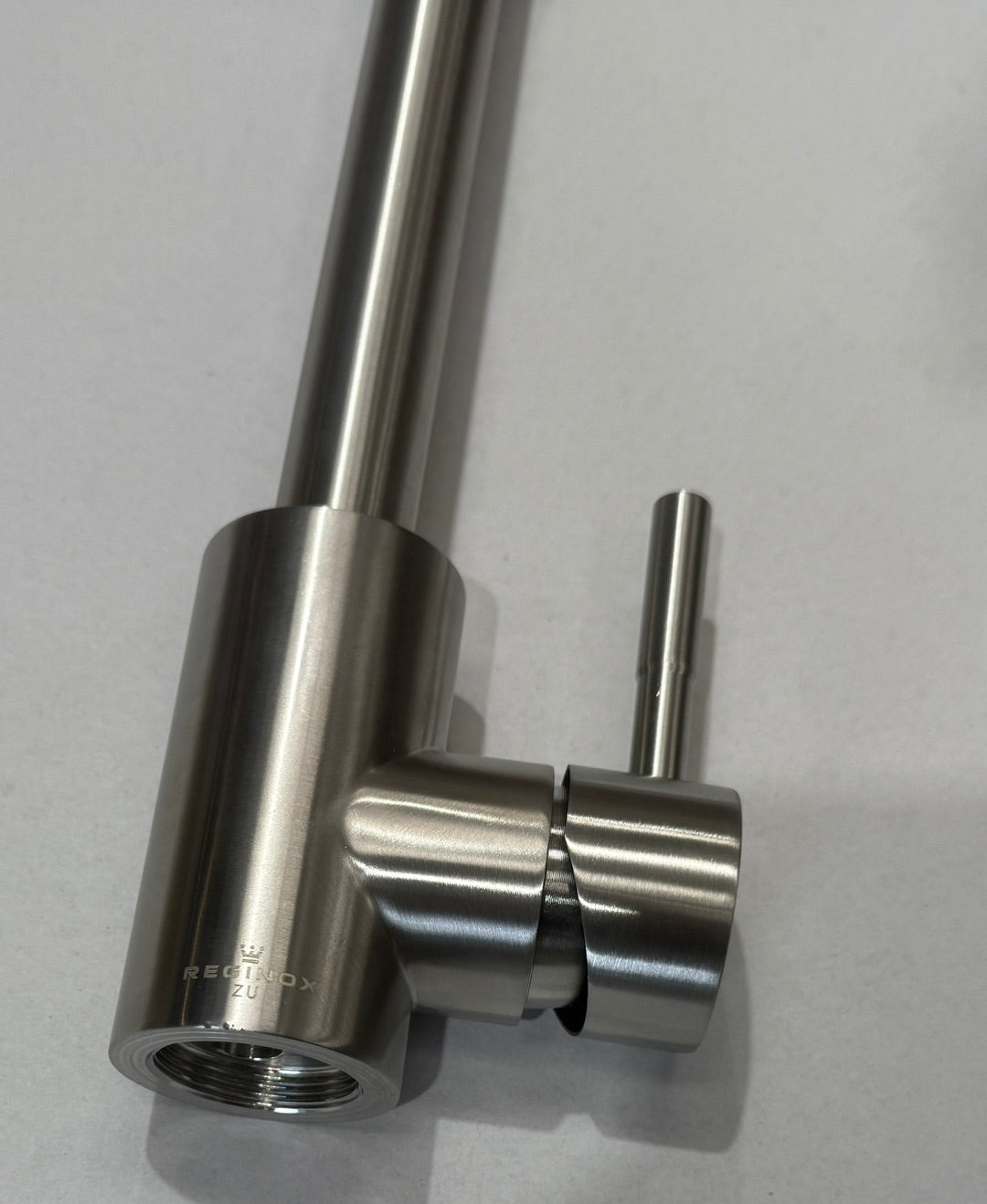 Reginox Taravo Brushed Nickel Single Lever Swan Neck Kitchen Tap - GRADED