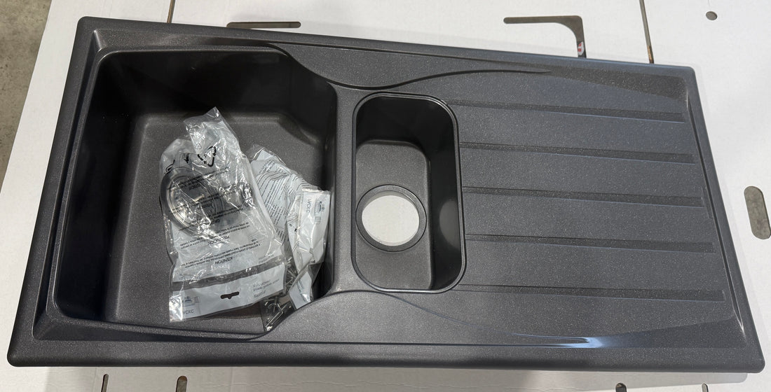 Liquida CMP15GR 1.5 Bowl Reversible Graphite Grey Kitchen Sink - GRADED