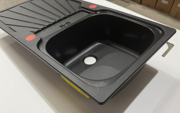 Liquida CMP5BL 1.0 Bowl Reversible Inset Black Kitchen Sink - GRADED