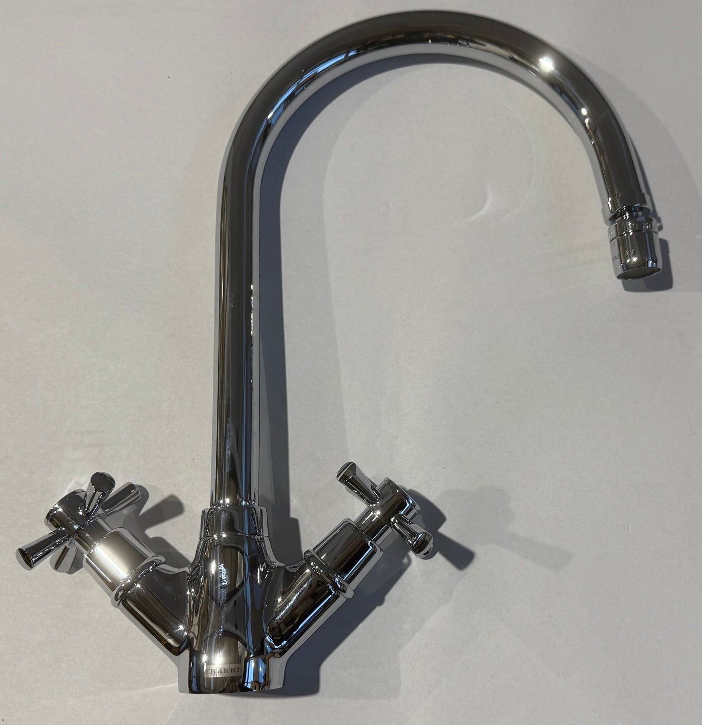 Franke Rotaflow J Spout Traditional Twin Lever Chrome Kitchen Tap - GRADED