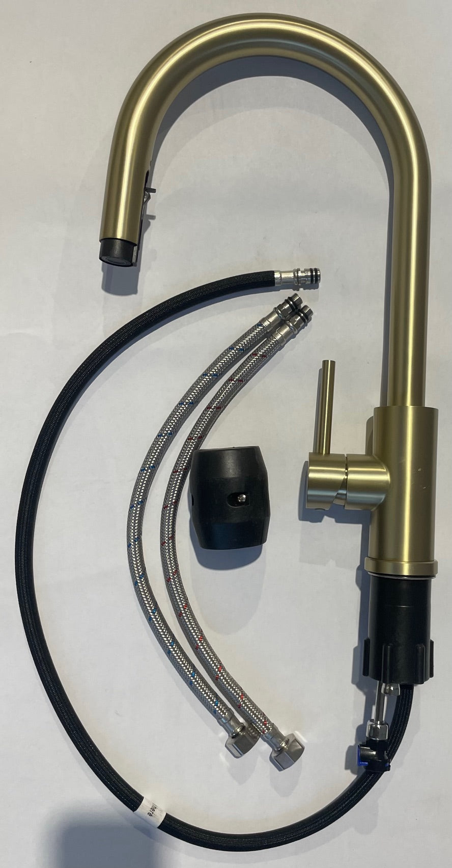 Liquida EPO11BR Brushed Brass Swan Neck Pull Out Kitchen Tap - GRADED