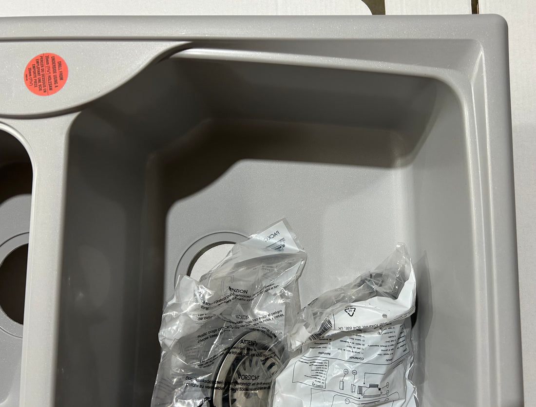 Liquida CMP15LG 1.5 Bowl Reversible Light Grey Kitchen Sink - Graded