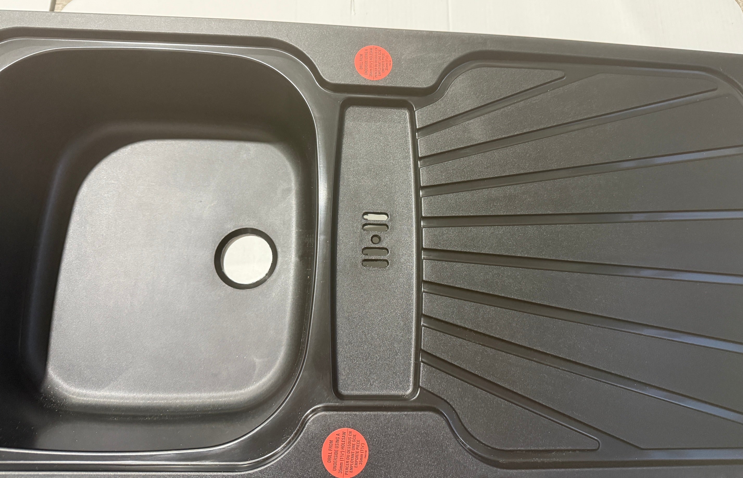 Liquida CMP5BL 1 Bowl Reversible Inset Black Kitchen Sink 860x435mm - GRADED