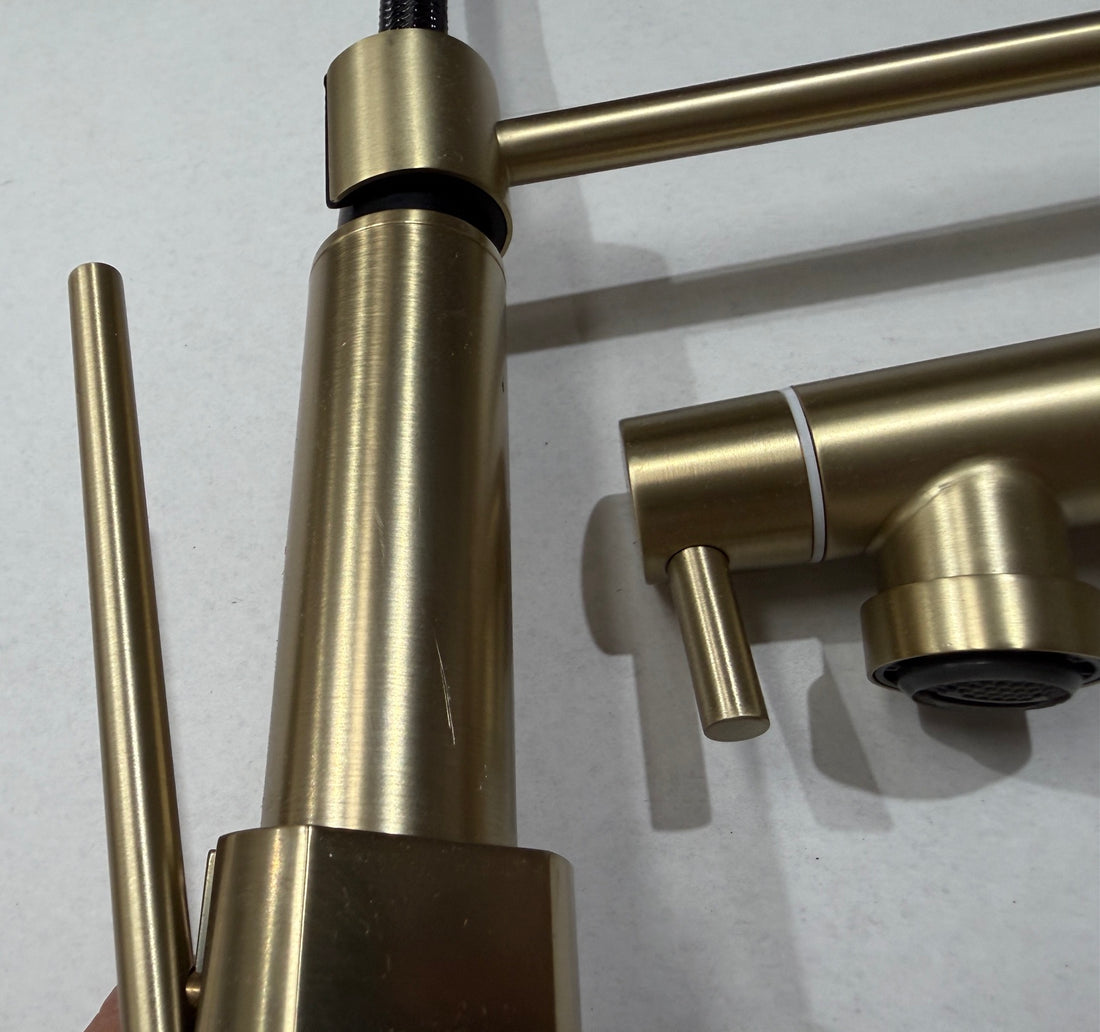 Liquida GR267BR Brushed Brass Kitchen Tap, Swivel Spout Spray - GRADED