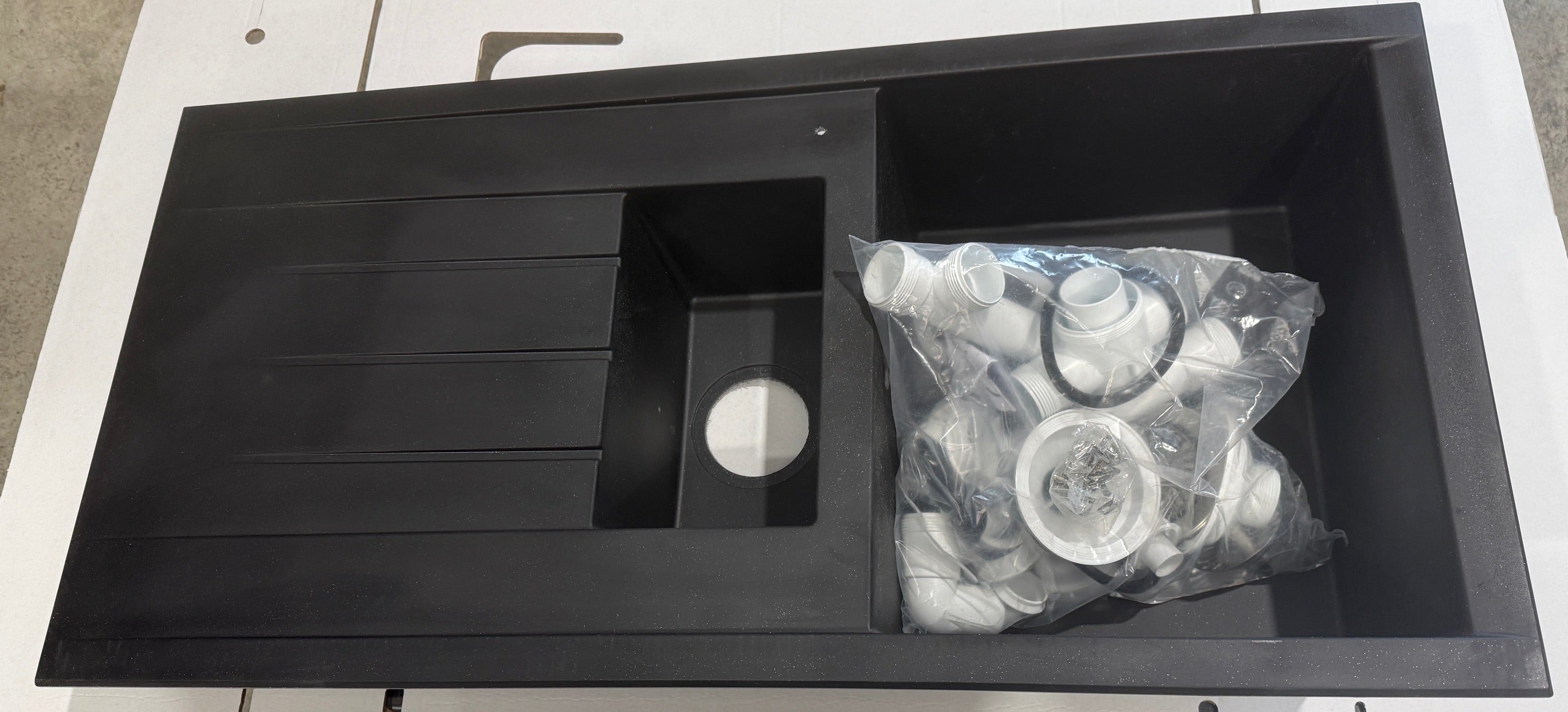 Liquida CU15BL 1.5 Bowl Composite Reversible Inset Black Kitchen Sink - GRADED