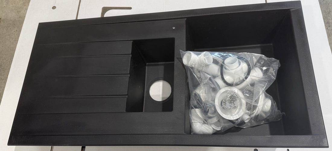 Liquida CU15BL 1.5 Bowl Composite Reversible Inset Black Kitchen Sink - GRADED