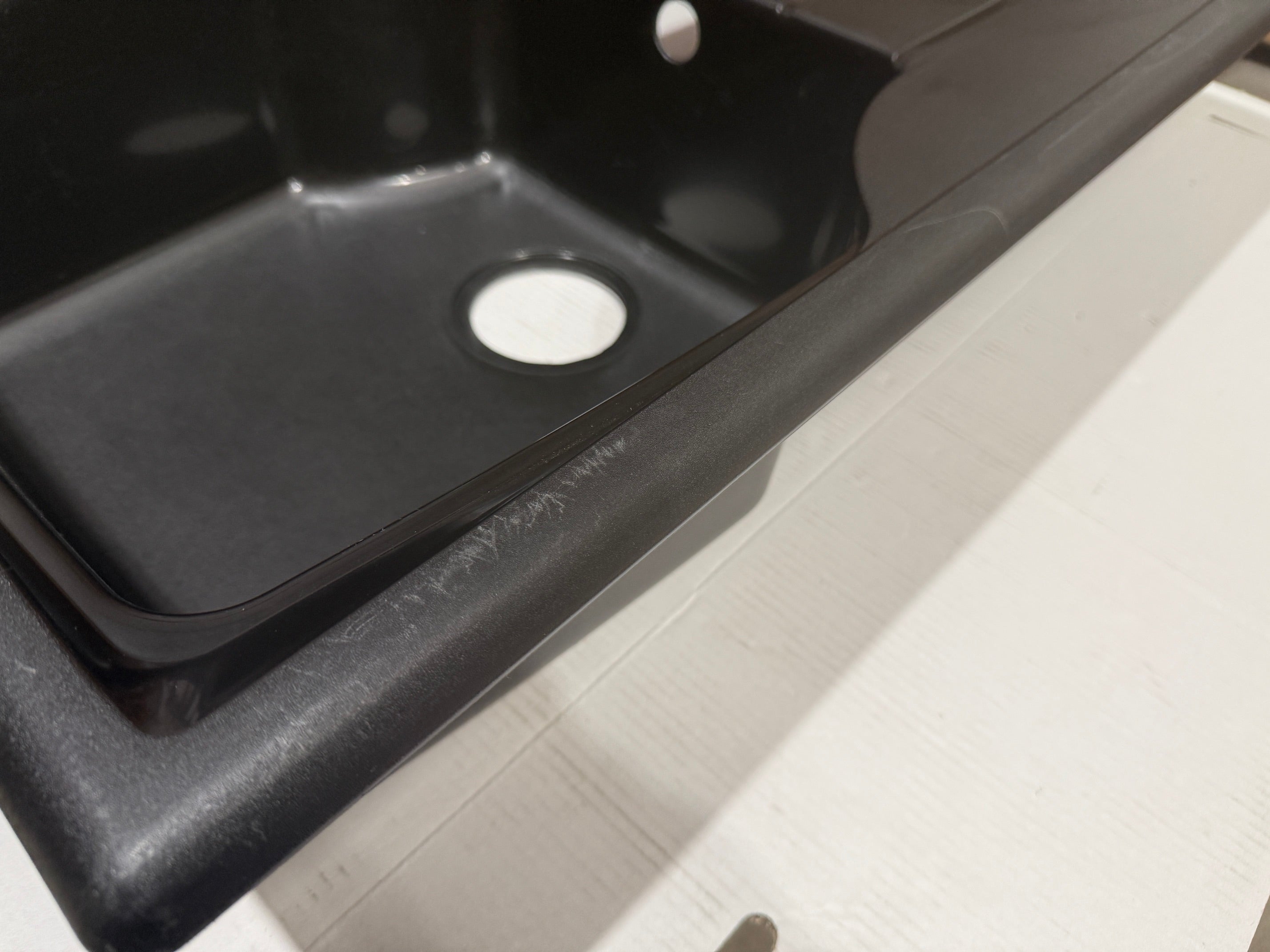 Liquida CMP10BL 1.0 Bowl Reversible Black Kitchen Sink With Waste Kit - GRADED