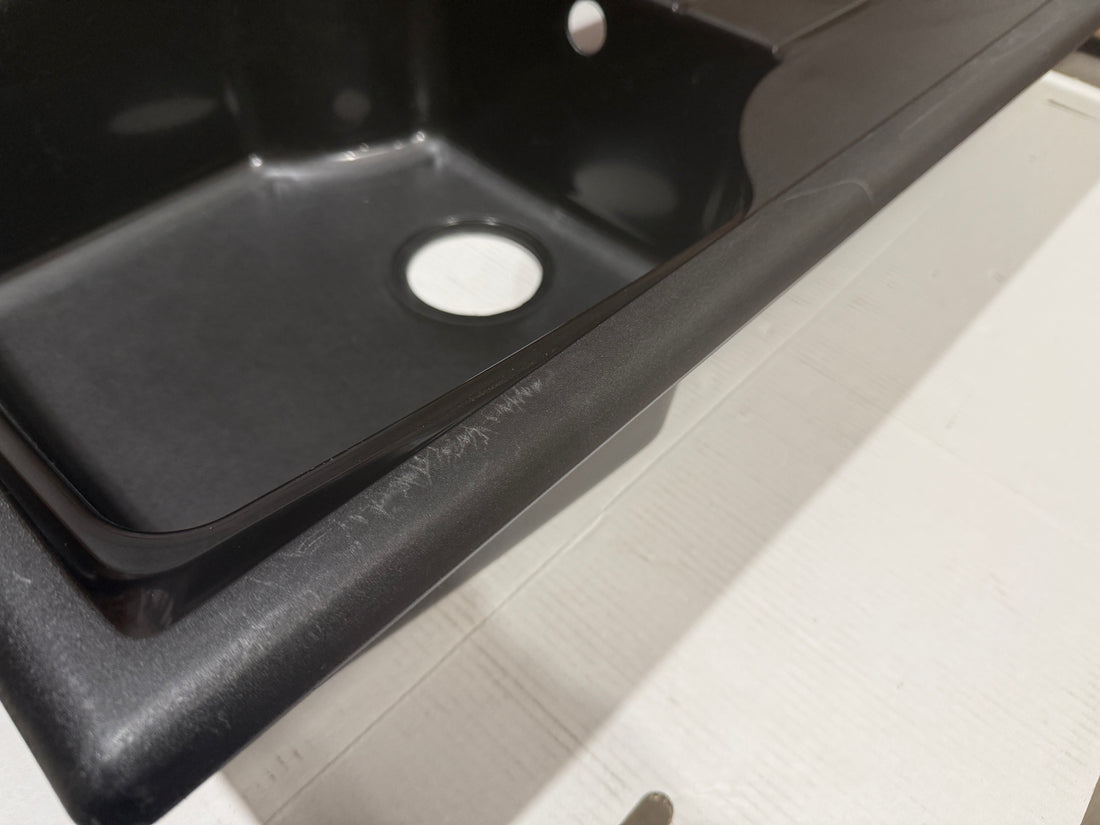 Liquida CMP10BL 1.0 Bowl Reversible Black Kitchen Sink With Waste Kit - GRADED