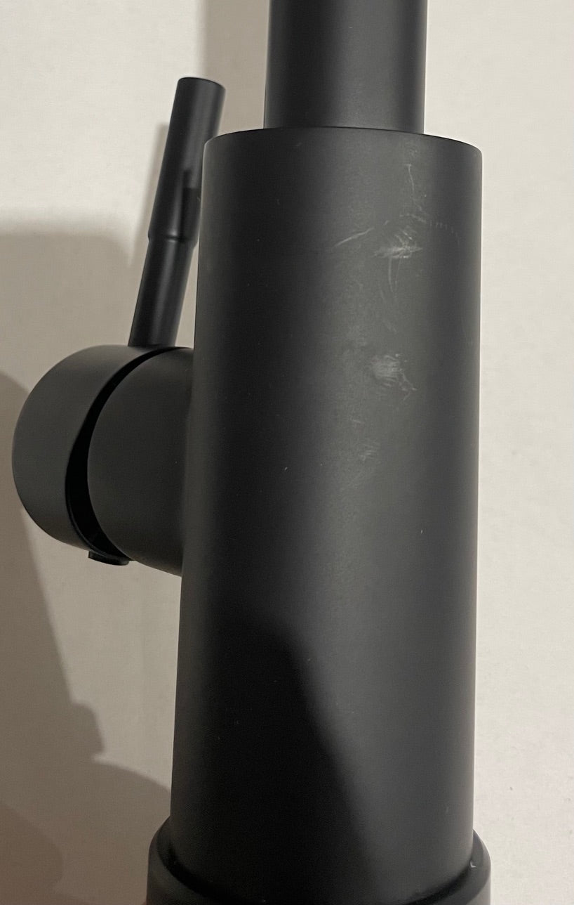Liquida KPO11MB Single Lever Matt Black Kitchen Tap With Pull Out Spray - GRADED